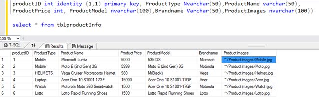 Create Database and Table